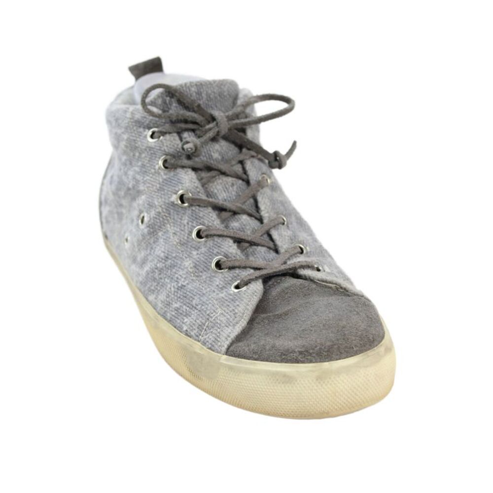 Leather Crown Mens Tweed High Top Sneakers Shoes Gray Size 10